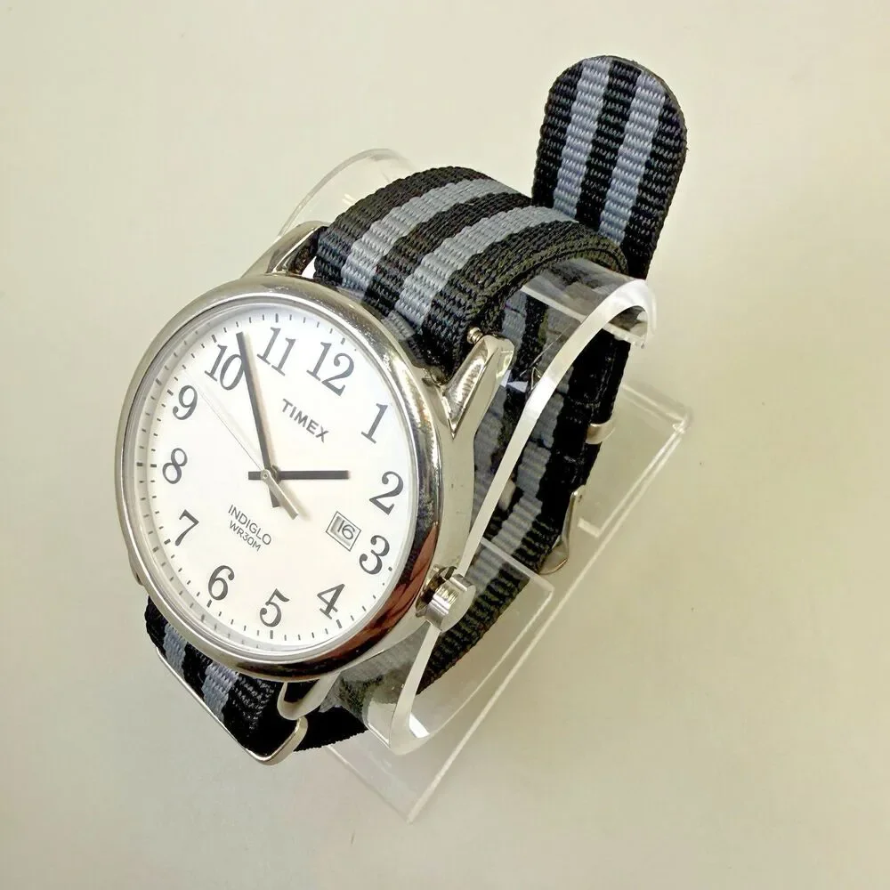 TIMEX Men's TW2P81300 Easy Reader Indiglo White Dial 38mm 2 Bands EUC